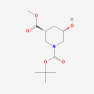 rel-(3R,5S)-1-tert-Butyl 3-methyl 5-hydroxypiperidine-1,3-dicarboxylate chemical structure (CAS 1246442-45-4)