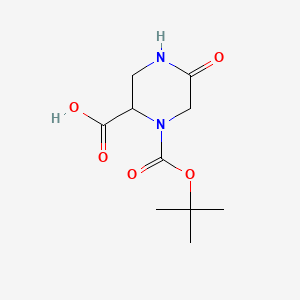 1-(tert-Butoxycarbonyl)-5-oxopiperazine-2-carboxylic acid chemical structure (CAS 1246553-28-5)