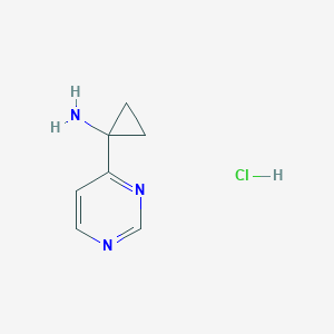 1-(Pyrimidin-4-yl)cyclopropan-1-amine hydrochloride chemical structure (CAS 1246740-94-2)