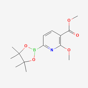 Methyl 2-methoxy-6-(4,4,5,5-tetramethyl-1,3,2-dioxaborolan-2-yl)nicotinate chemical structure (CAS 1246765-27-4)