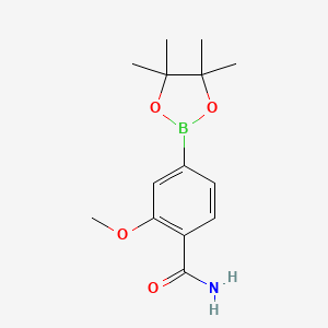 2-Methoxy-4-(4,4,5,5-tetramethyl-1,3,2-dioxaborolan-2-yl)benzamide chemical structure (CAS 1246765-30-9)