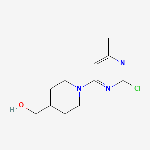 (1-(2-Chloro-6-methylpyrimidin-4-yl)piperidin-4-yl)methanol chemical structure (CAS 1247103-30-5)