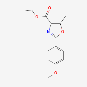 Ethyl 2-(4-methoxyphenyl)-5-methyloxazole-4-carboxylate chemical structure (CAS 124811-87-6)