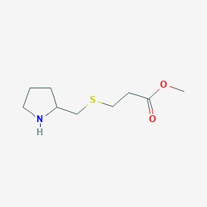 Methyl 3-((pyrrolidin-2-ylmethyl)thio)propanoate chemical structure (CAS 1249399-99-2)