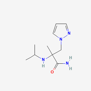 2-(Isopropylamino)-2-methyl-3-(1H-pyrazol-1-yl)propanamide chemical structure (CAS 1249788-75-7)