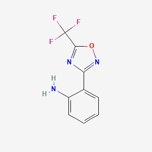 2-(5-(Trifluoromethyl)-1,2,4-oxadiazol-3-yl)aniline chemical structure (CAS 1250149-37-1)
