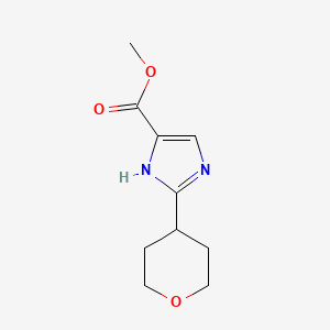 Methyl 2-(tetrahydro-2H-pyran-4-yl)-1H-imidazole-4-carboxylate chemical structure (CAS 1250150-10-7)