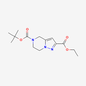 5-tert-Butyl 2-ethyl 6,7-dihydropyrazolo[1,5-a]pyrazine-2,5(4H)-dicarboxylate chemical structure (CAS 1250443-97-0)