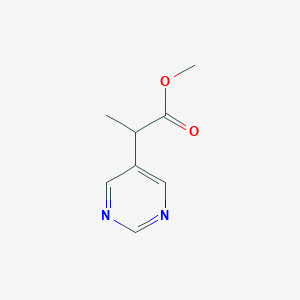 Methyl 2-(pyrimidin-5-yl)propanoate chemical structure (CAS 1250731-02-2)