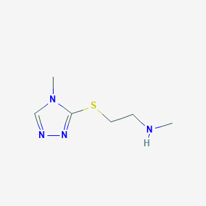N-Methyl-2-((4-methyl-4H-1,2,4-triazol-3-yl)thio)ethan-1-amine chemical structure (CAS 1250963-85-9)