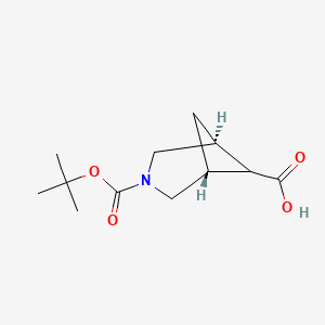 rel-(1R,5S,6s)-3-(tert-Butoxycarbonyl)-3-azabicyclo[3.1.1]heptane-6-carboxylic acid chemical structure (CAS 1250995-41-5)
