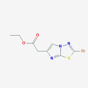 Ethyl 2-(2-bromoimidazo[2,1-b][1,3,4]thiadiazol-6-yl)acetate chemical structure (CAS 1251008-63-5)