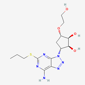 (1S,2S,3R,5S)-3-(7-amino-5-(propylthio)-3H-[1,2,3]triazolo[4,5-d]pyrimidin-3-yl)-5-(2-hydroxyethoxy)cyclopentane-1,2-diol chemical structure (CAS 1251765-07-7)