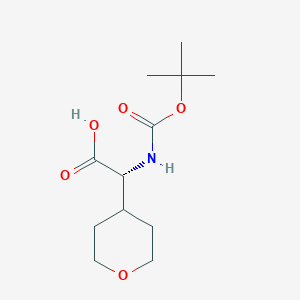 (R)-2-((tert-Butoxycarbonyl)amino)-2-(tetrahydro-2H-pyran-4-yl)acetic acid chemical structure (CAS 1251903-95-3)