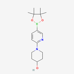 1-(5-(4,4,5,5-Tetramethyl-1,3,2-dioxaborolan-2-yl)pyridin-2-yl)piperidin-4-ol chemical structure (CAS 1251948-86-3)
