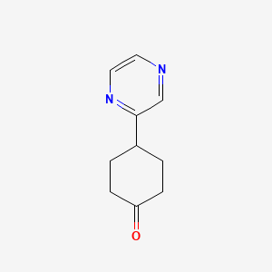 4-(Pyrazin-2-yl)cyclohexan-1-one chemical structure (CAS 1252689-55-6)
