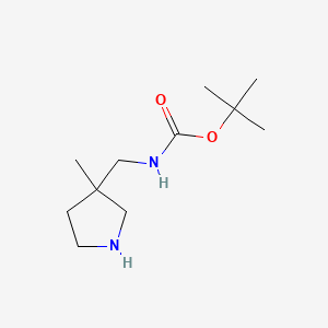 tert-Butyl ((3-methylpyrrolidin-3-yl)methyl)carbamate chemical structure (CAS 125290-87-1)