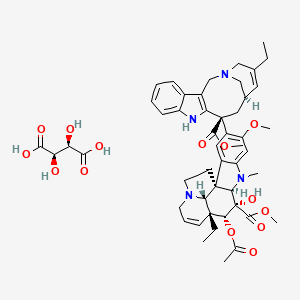 Methyl (3aR,3a1R,4R,5S,5aR,10bR)-4-acetoxy-3a-ethyl-9-((8R)-4-ethyl-8-(methoxycarbonyl)-1,3,6,7,8,9-hexahydro-2,6-methanoazecino[4,3-b]indol-8-yl)-5-hydroxy-8-methoxy-6-methyl-3a,3a1,4,5,5a,6,11,12-octahydro-1H-indolizino[8,1-cd]carbazole-5-carboxylate bis((2R,3R)-2,3-dihydroxysuccinate) chemical structure (CAS 125317-39-7)