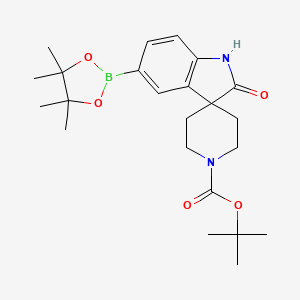 tert-Butyl 2-oxo-5-(4,4,5,5-tetramethyl-1,3,2-dioxaborolan-2-yl)spiro[indoline-3,4'-piperidine]-1'-carboxylate chemical structure (CAS 1253288-12-8)
