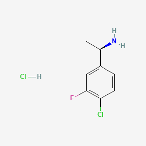 (R)-1-(4-Chloro-3-fluorophenyl)ethanamine hydrochloride chemical structure (CAS 1253790-80-5)