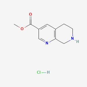 Methyl 5,6,7,8-tetrahydro-1,7-naphthyridine-3-carboxylate hydrochloride chemical structure (CAS 1253792-57-2)