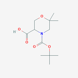 4-(tert-Butoxycarbonyl)-6,6-dimethylmorpholine-3-carboxylic acid chemical structure (CAS 1255098-50-0)