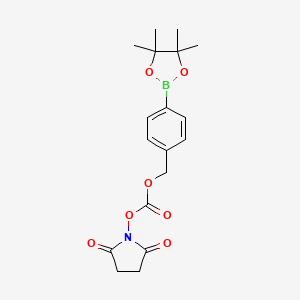 2,5-Dioxopyrrolidin-1-yl 4-(4,4,5,5-tetramethyl-1,3,2-dioxaborolan-2-yl)benzyl carbonate chemical structure (CAS 1255209-41-6)