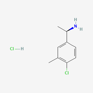 (R)-1-(4-Chloro-3-methylphenyl)ethanamine hydrochloride chemical structure (CAS 1255306-36-5)