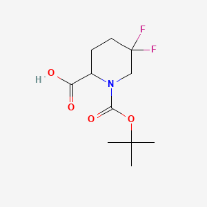 1-(tert-Butoxycarbonyl)-5,5-difluoropiperidine-2-carboxylic acid chemical structure (CAS 1255663-95-6)