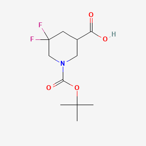 1-(tert-Butoxycarbonyl)-5,5-difluoropiperidine-3-carboxylic acid chemical structure (CAS 1255666-86-4)