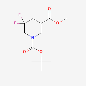 1-tert-Butyl 3-methyl 5,5-difluoropiperidine-1,3-dicarboxylate chemical structure (CAS 1255667-06-1)