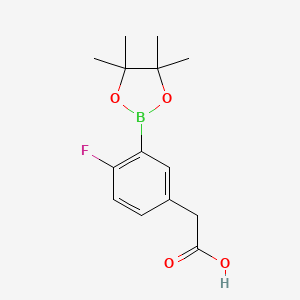 2-(4-Fluoro-3-(4,4,5,5-tetramethyl-1,3,2-dioxaborolan-2-yl)phenyl)acetic acid chemical structure (CAS 1255945-85-7)