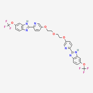 2,2'-(((Oxybis(ethane-2,1-diyl))bis(oxy))bis(pyridine-5,2-diyl))bis(6-(trifluoromethoxy)-1H-benzo[d]imidazole) chemical structure (CAS 1256094-72-0)