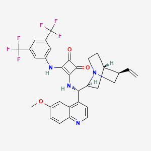 3-[[3,5-Bis(trifluoromethyl)phenyl]amino]-4-[[(8α,9S)-6'-methoxycinchonan-9-yl]amino]-3-cyclobutene-1,2-dione chemical structure (CAS 1256245-84-7)