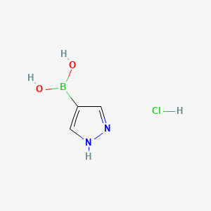 (1H-Pyrazol-4-yl)boronic acid hydrochloride chemical structure (CAS 1256346-38-9)