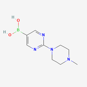 (2-(4-Methylpiperazin-1-yl)pyrimidin-5-yl)boronic acid chemical structure (CAS 1256355-29-9)