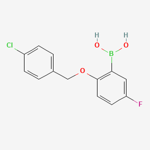 (2-((4-Chlorobenzyl)oxy)-5-fluorophenyl)boronic acid chemical structure (CAS 1256358-54-9)