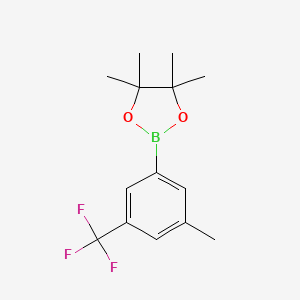 4,4,5,5-Tetramethyl-2-(3-methyl-5-(trifluoromethyl)phenyl)-1,3,2-dioxaborolane chemical structure (CAS 1256358-84-5)
