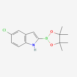 5-Chloro-2-(4,4,5,5-tetramethyl-1,3,2-dioxaborolan-2-yl)-1H-indole chemical structure (CAS 1256358-91-4)