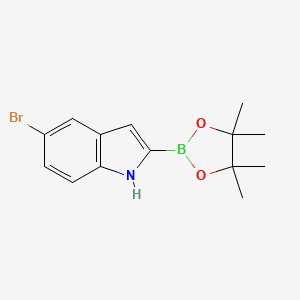 5-Bromo-2-(4,4,5,5-tetramethyl-1,3,2-dioxaborolan-2-yl)-1H-indole chemical structure (CAS 1256358-92-5)