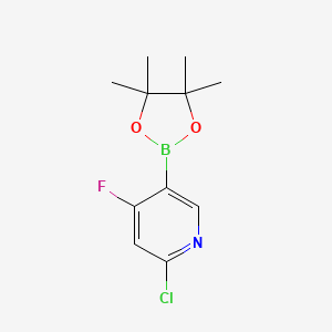 2-Chloro-4-fluoro-5-(4,4,5,5-tetramethyl-1,3,2-dioxaborolan-2-yl)pyridine chemical structure (CAS 1256359-04-2)