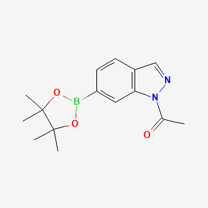 1-(6-(4,4,5,5-Tetramethyl-1,3,2-dioxaborolan-2-yl)-1H-indazol-1-yl)ethanone chemical structure (CAS 1256359-07-5)
