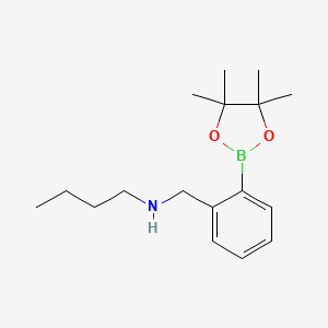 N-(2-(4,4,5,5-Tetramethyl-1,3,2-dioxaborolan-2-yl)benzyl)butan-1-amine chemical structure (CAS 1256359-08-6)