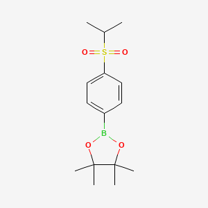 2-(4-(Isopropylsulfonyl)phenyl)-4,4,5,5-tetramethyl-1,3,2-dioxaborolane chemical structure (CAS 1256359-13-3)