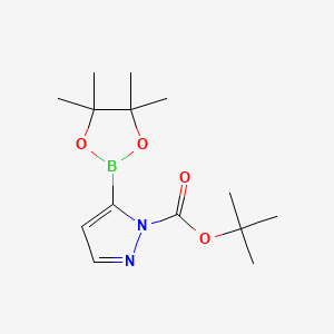 tert-Butyl 5-(4,4,5,5-tetramethyl-1,3,2-dioxaborolan-2-yl)-1H-pyrazole-1-carboxylate chemical structure (CAS 1256359-17-7)
