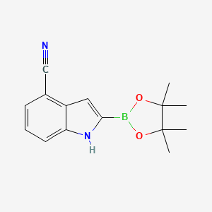 2-(4,4,5,5-Tetramethyl-1,3,2-dioxaborolan-2-yl)-1H-indole-4-carbonitrile chemical structure (CAS 1256359-19-9)