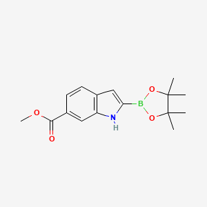 Methyl 2-(4,4,5,5-tetramethyl-1,3,2-dioxaborolan-2-yl)-1H-indole-6-carboxylate chemical structure (CAS 1256359-21-3)