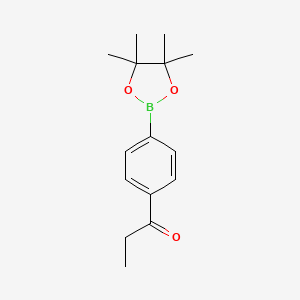 1-(4-(4,4,5,5-Tetramethyl-1,3,2-dioxaborolan-2-yl)phenyl)propan-1-one chemical structure (CAS 1256359-22-4)