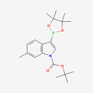 tert-Butyl 6-methyl-3-(4,4,5,5-tetramethyl-1,3,2-dioxaborolan-2-yl)-1H-indole-1-carboxylate chemical structure (CAS 1256359-86-0)