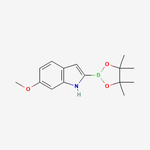 6-Methoxy-2-(4,4,5,5-tetramethyl-1,3,2-dioxaborolan-2-yl)-1H-indole chemical structure (CAS 1256359-95-1)